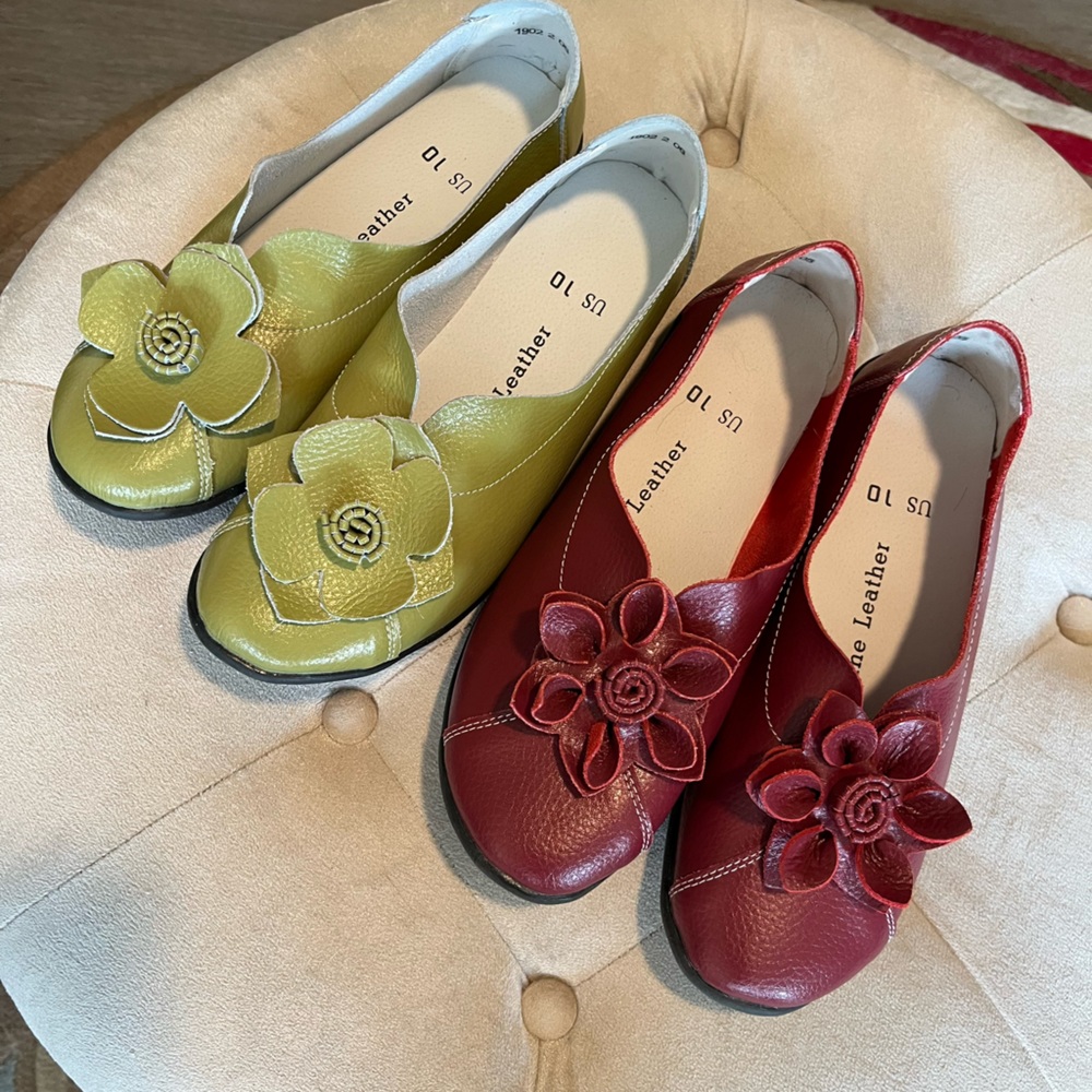 Genuine leather slip into ladies shoe